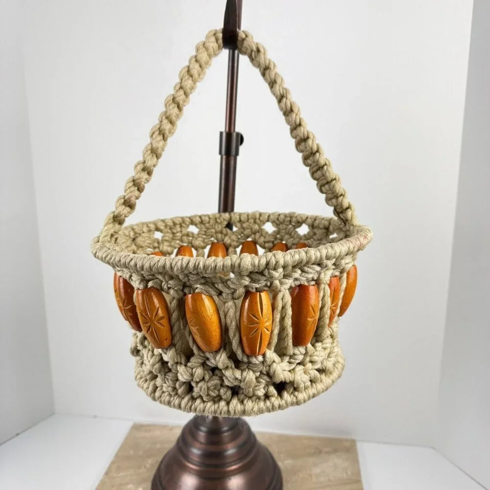 Vintage macrame basket